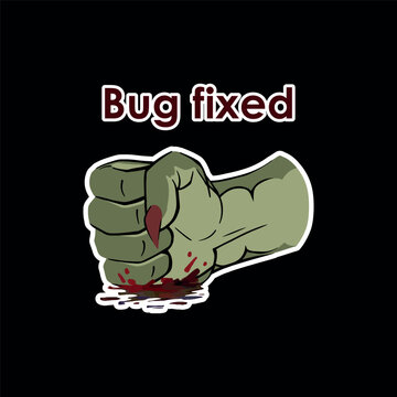 Bug Fixed Dragon Sticker | Funny Designer Debugging Success Cartoon Meme