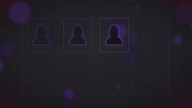 Animated metallic letter A logo with glitch effect transitioning to a grid of glowing user profile avatars.