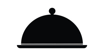 Fototapeta premium Silver Serving Dish With Dome Lid Black Silhouette
