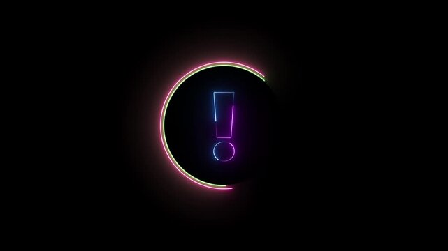 Glowing neon  color information sign icon animation info help desk idea desk support desk sign symbol on black background.