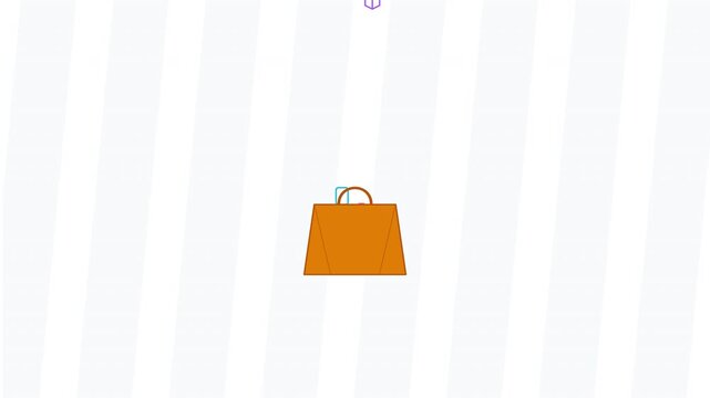 Dynamic motion of shopping bag with splash effect in a seamless video loop.