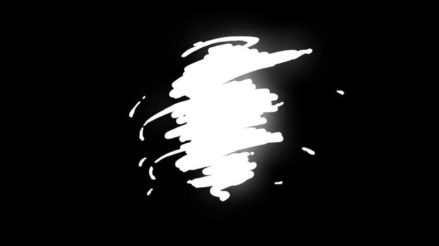 Cartoon flash fx, smoke sparkle shine explosion with hand drawn liquid water drop fx, alpha channel transparent animation for games, movies, anime comic style action scenes and green screen fx