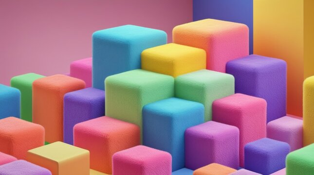 Colorful 3d cubes abstract background with vibrant geometric shapes
