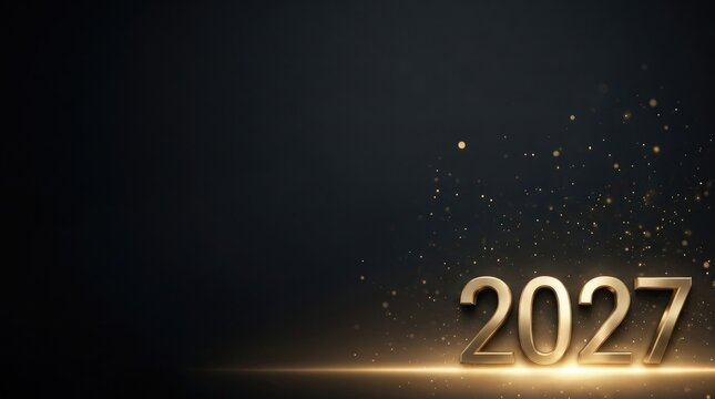 Elegant 2027 new year celebration background with golden sparkles perfect for invitations and digital marketing