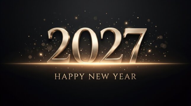 Golden 2027 new year celebration luxurious typography with sparkling effects for festive designs and greetings