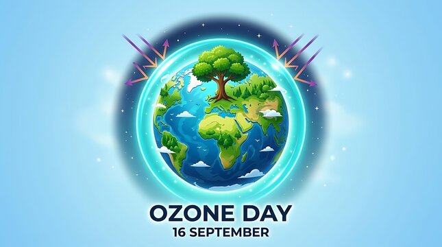 Ozone day illustration protecting earth's atmosphere september 16th awareness campaign