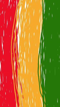Red Yellow Green Hand Drawn Vertical Stripes Animation, Naive Crayon Doodle Background Loop
