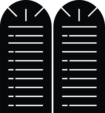 Ten commandments stone tablets icon silhouette for jewish holiday shavuot and religious law.