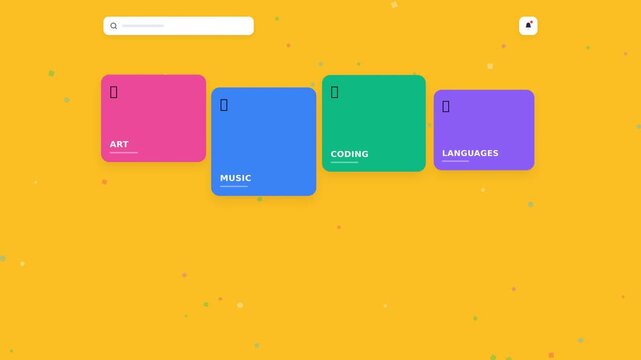 Colorful digital tablets motion with vibrant app icons on bright yellow background.