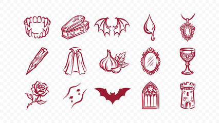 gothic vampire blood bat coffin horror dark spooky ritual magic doodle handmade ink scribble flat line art vector illustration icon bundle set calligraphy drawing design gothic © HASNA
