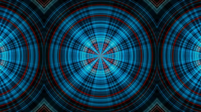 Blue Optical Illusion Radial Grid Animation, Concentric Circle Geometric Pattern, Hypnotic Abstract Seamless Loop Background