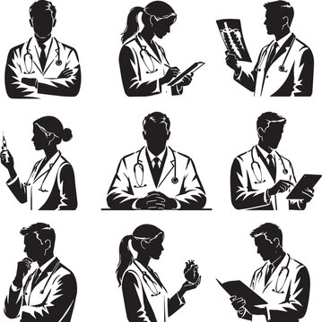 Business People Avatar Icon Set Collection with Professional Man and Woman Silhouette Vector Symbols for Office Team and Worker Profiles Isolated on White Background