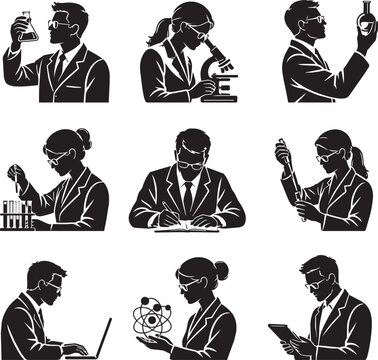 Business People Silhouette Icon Set Collection with Professional Men and Women Avatar Profile Vector Symbols Isolated on White Background