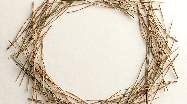 Natural pine needle frame decorative organic circle shape border