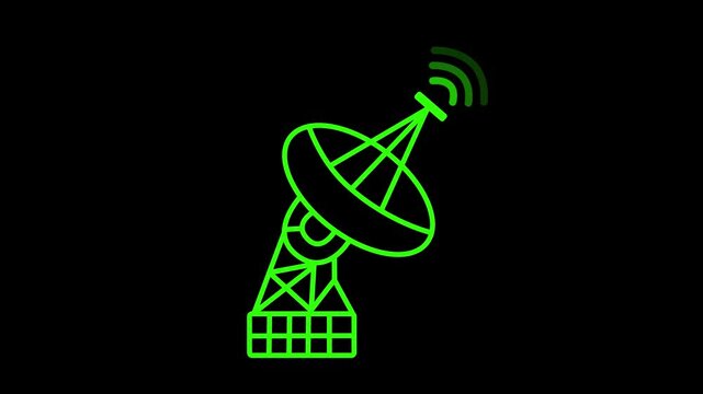 minimalist satellite dish icon with signal waves animation