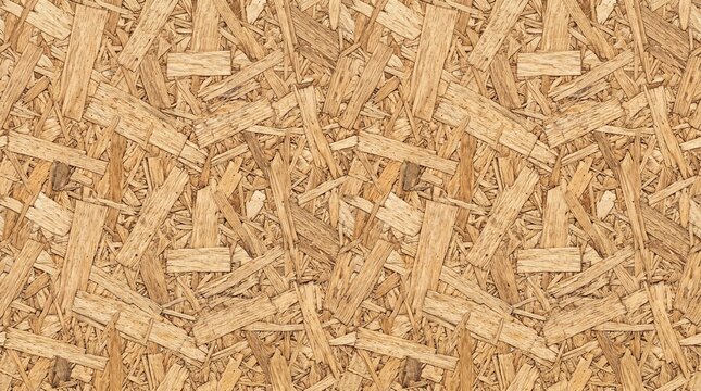 OSB Oriented strand board wood house seamless background texture &ndash; pattern of flat fibreboard building panel from wooden chip material used in construction of floor, roof and walls