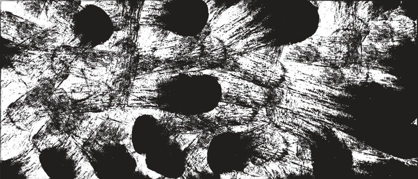 Abstract Black And White Grunge Brush Stroke Texture With Distressed Ink Splatter Background Design