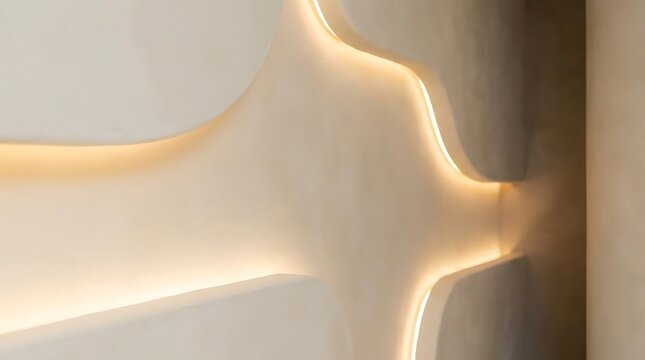 Abstract architectural detail with warm interior lighting and soft curves
