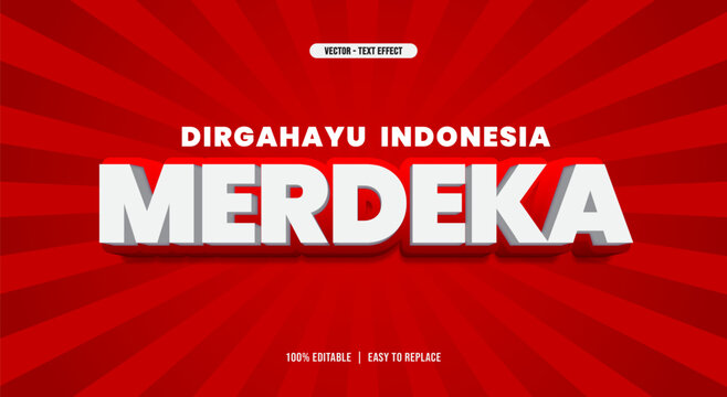 Merdeka Dirgahayu Indonesia 3D Text Effect Design for National Holiday Poster