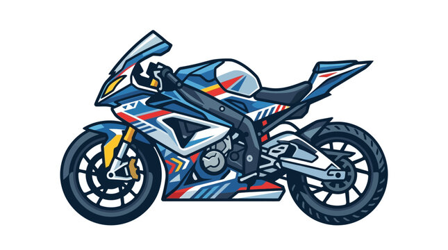 Blue and yellow racing sportbike side profile.