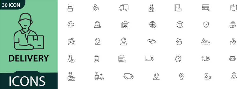 Delivery service icons collection logistics shipping and courier solutions