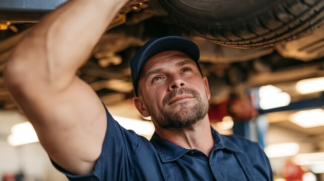 Mechanic at Work in Garage