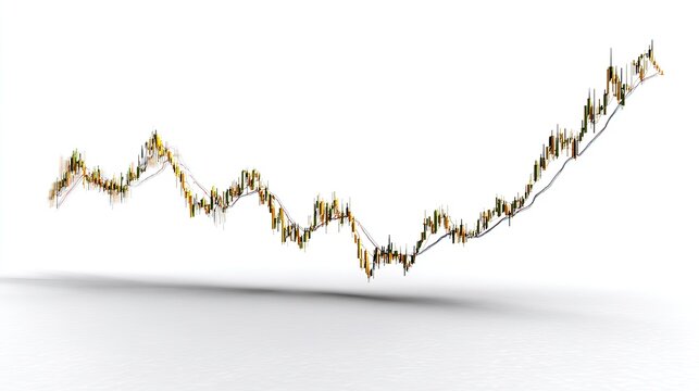 Rising Stock Market Trend: A golden financial chart graphically represents an upward trend, signifying growth and positive momentum in the stock market, presented against a clean, light backdrop.