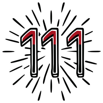 Celebratory Number 111 With Sunburst Effect