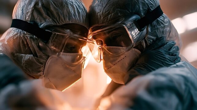 Healthcare workers sharing moment of empathy in ppe