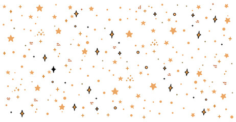 Cute minimalist star and sparkle seamless pattern background. Hand drawn celestial elements, dots, and magic sparkles vector illustration. © Rabiul graphic