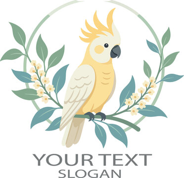 Australian netive bird and florals logo icon vector white background .