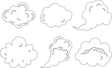 Obraz premium Minimalist black cloud smoke silhouette collection with stylized shapes