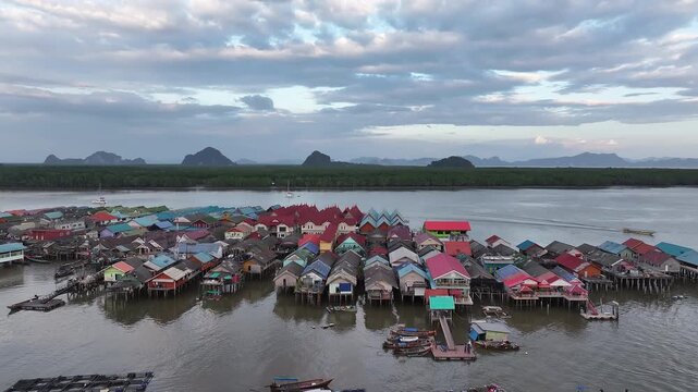 Aerial view of koh panyee floating fishing village, Thailand