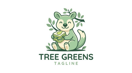 Fototapeta premium Cute green mascot logo holding a healthy plant sandwich