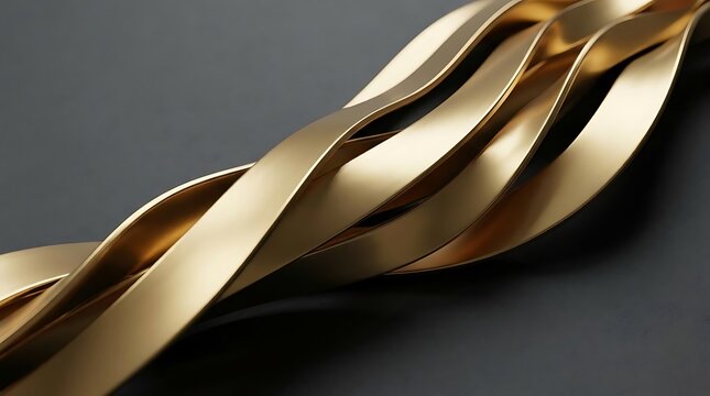 Abstract golden ribbons swirling motion elegant luxury background