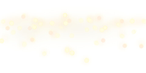 Sparkling golden bokeh blur particles background with soft glowing dreamy soft yellow defocus glittering lights, warm festive sparkle party gold light overlay for wedding celebration on transparent © SharminAkter