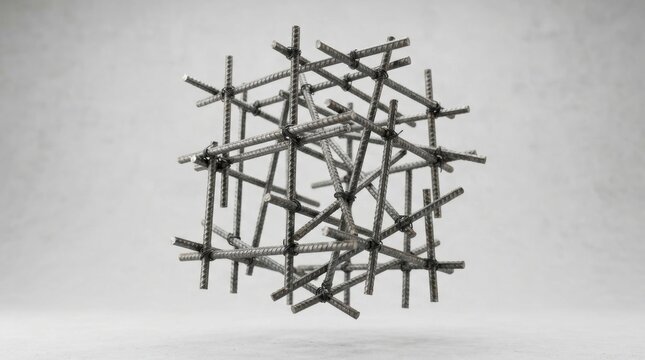 Abstract 3D sculpture made of interconnected steel reinforcing bars Career Skills