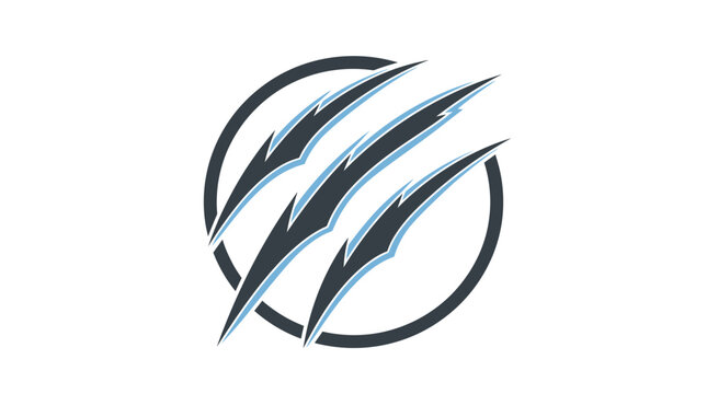 Circular silver claw scratch emblem design vector.