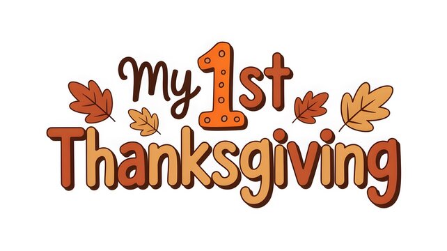 My 1st thanksgiving text design with colorful autumn leaves for baby celebration