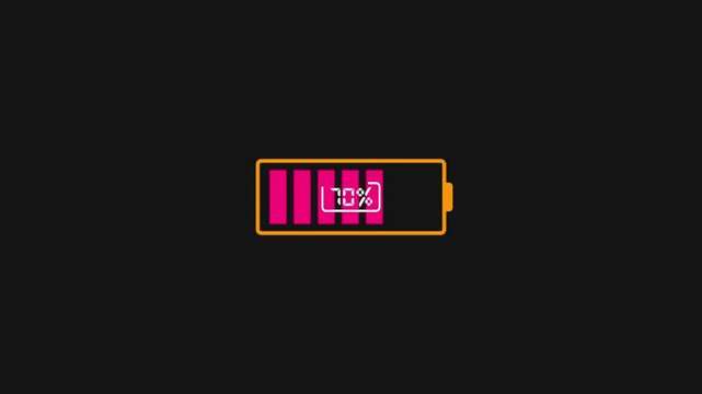 Orange digital battery icon loading at seventy percent capacity a digital
