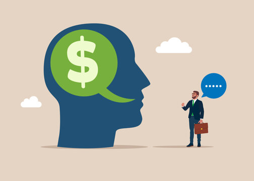 Savings, Collecting Money in Account, Open Bank Deposit. Conversation about money, finances. Think about  dollar money. Versus concept. Beggar symbol. Modern vector illustration in flat style