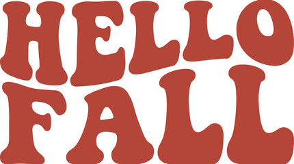 Hello fall seasonal greeting text in red color  autumnal message © AhammadMiran99