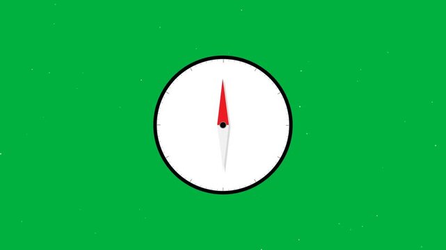 Motion of a Stopwatch Hand Moving Rapidly on Green Background for Time Measurement.