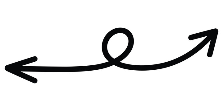Curved double headed arrow with center loop showing transition and process flow direction path
