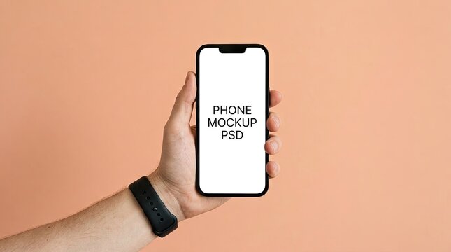 Realistic phone mockup in hand showcase your app or website design with this psd