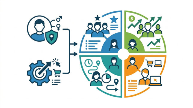 Customer segmentation and marketing strategy illustration.