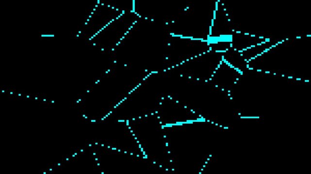 Abstract Cyan Glitch Grid: Broken Digital Network Pattern on Black