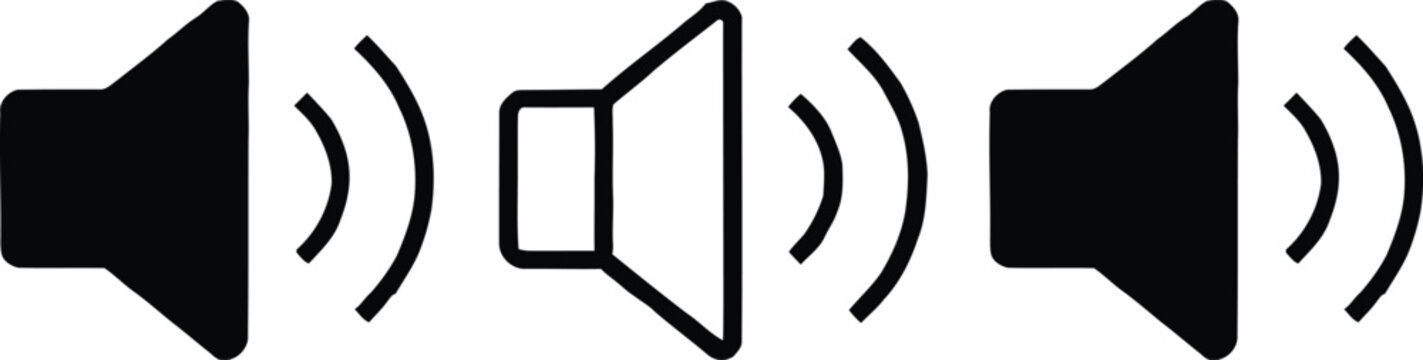 Two loudspeakers with sound waves on sides