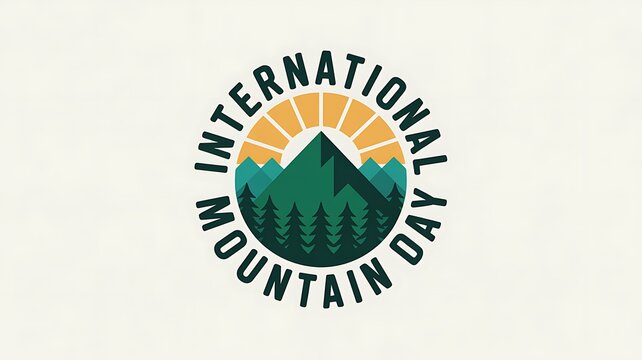 International mountain day vintage emblem badge with sunset and forest peaks mountain international adventure illustration landscape wilderness environment conservation exploration trekking