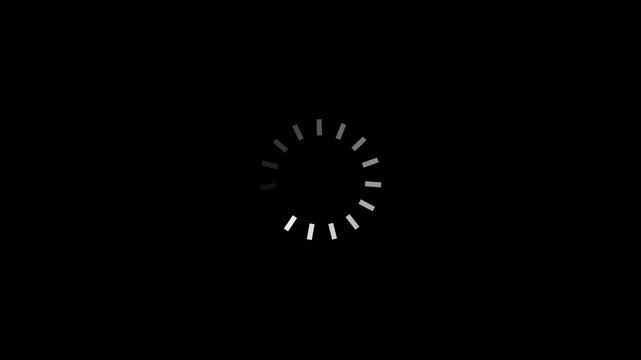 Minimalist white circular loading indicator animation on a deep black background for digital